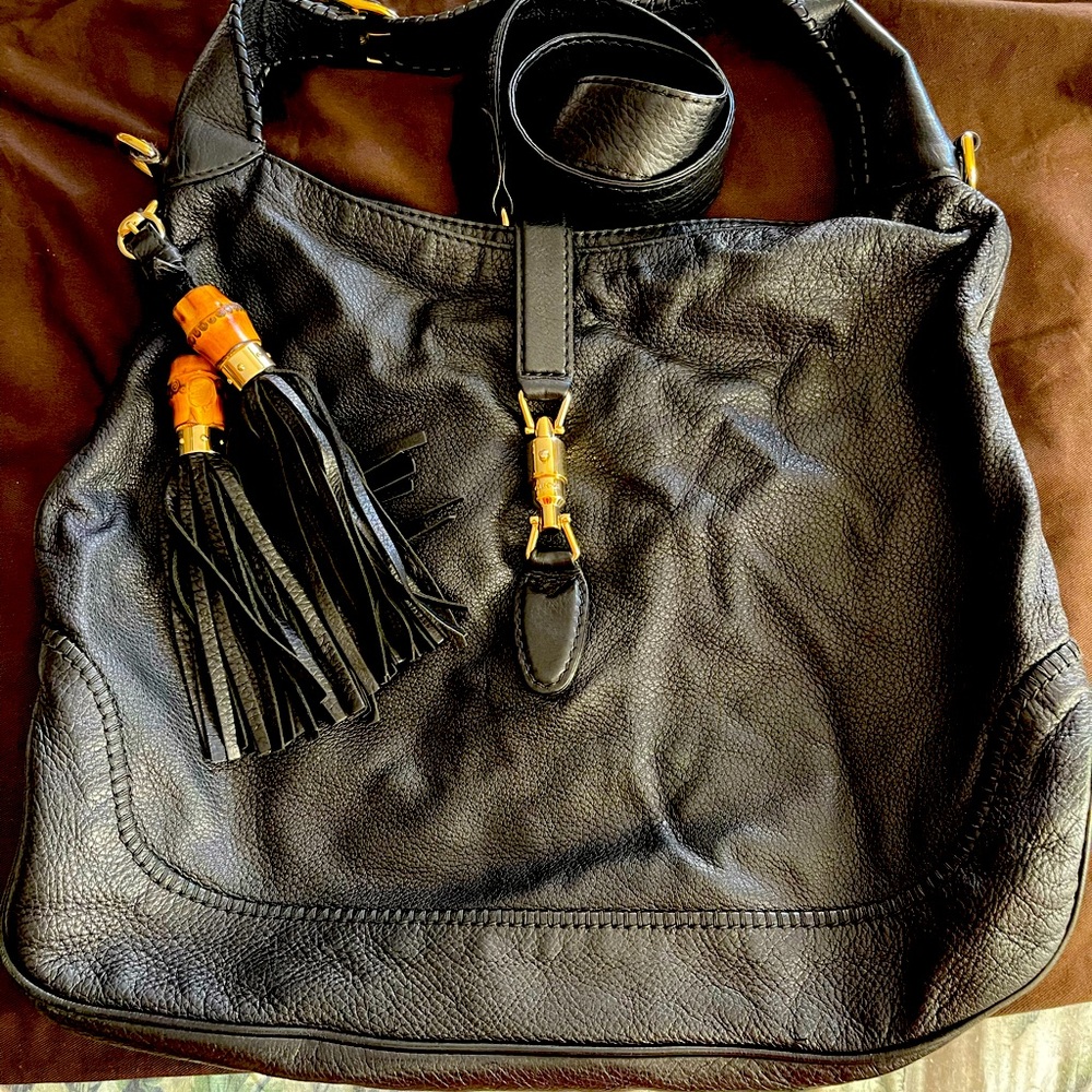 GUCCI JACKIE 2way bamboo fringe bag